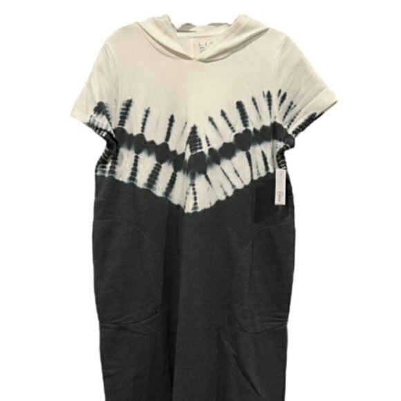 NWT LANE BRYANT LIVI Women's 10/12 Hooded Tunic Dress Navy Blue White Loungewear - Picture 1 of 12